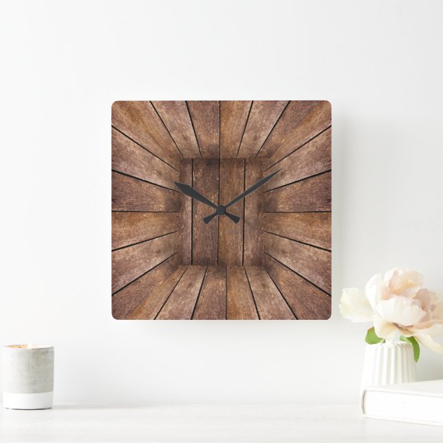 Abstrakter Holzwürfel Quadratische Wanduhr (Zuhause)