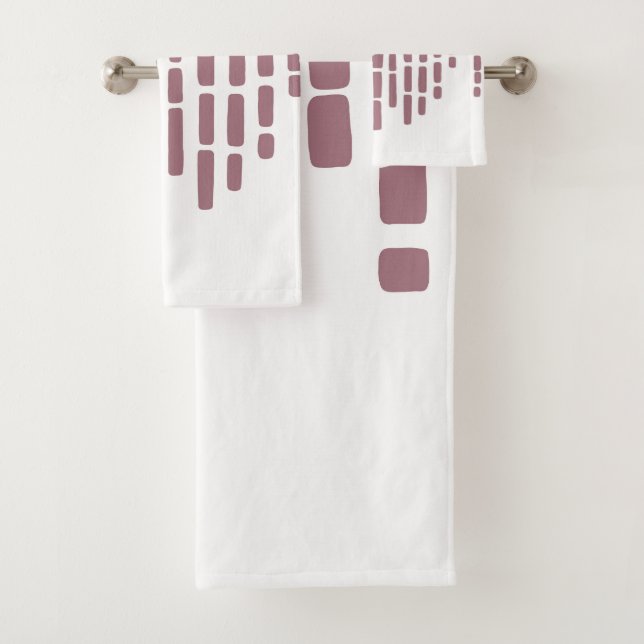 Abstrakter Horizont, staubige rosa und weiße Farbe Badhandtuch Set (Insitu)