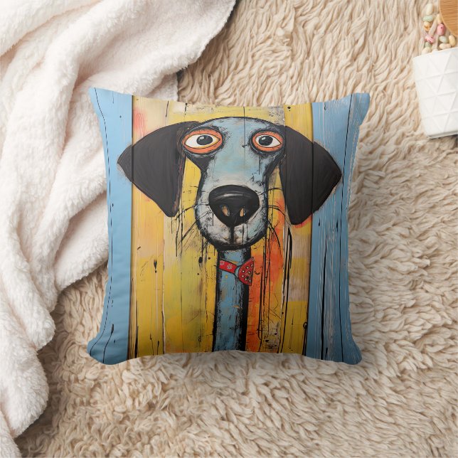 Abstrakter Hund blau und schwarz Kissen (Decke)