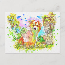 Abstrakter Hund mit Wasserfarbe Postkarte