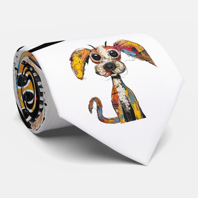 Abstrakter Hundedesign Necktie Krawatte (Gerollt)