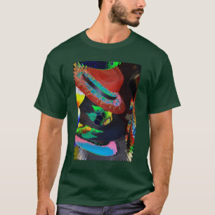 Abstrakter Hutdesign-T - Shirt mit mehrfarbigem Ne