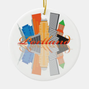 Abstrakter im Stadtzentrum gelegener StadtSkyline Keramikornament