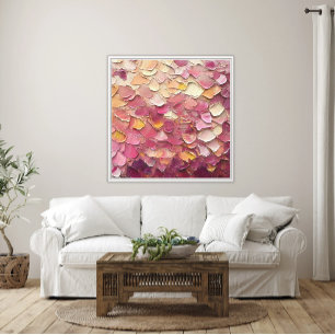 Abstrakter Impasto-Effekt in Rosa und Gelb Leinwanddruck
