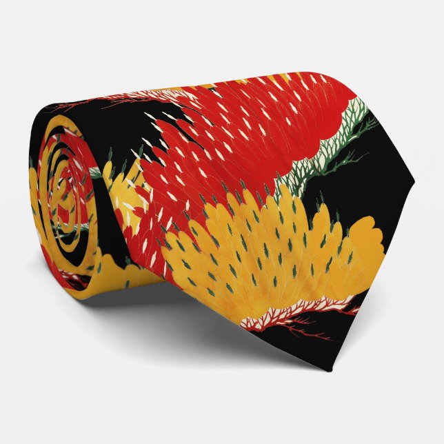 ABSTRAKTER JAPANESISCHER BLACK YELLOW KRAWATTE (Gerollt)