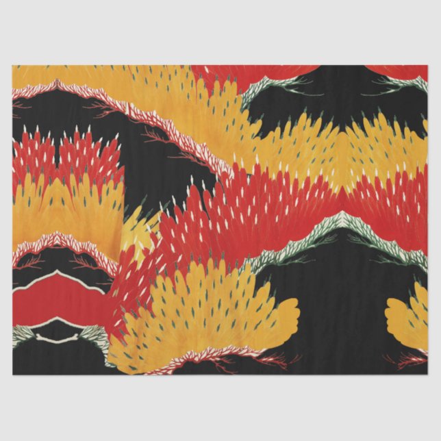 ABSTRAKTER JAPANESISCHER BLACK YELLOW SEIDENPAPIER (Vorderseite)