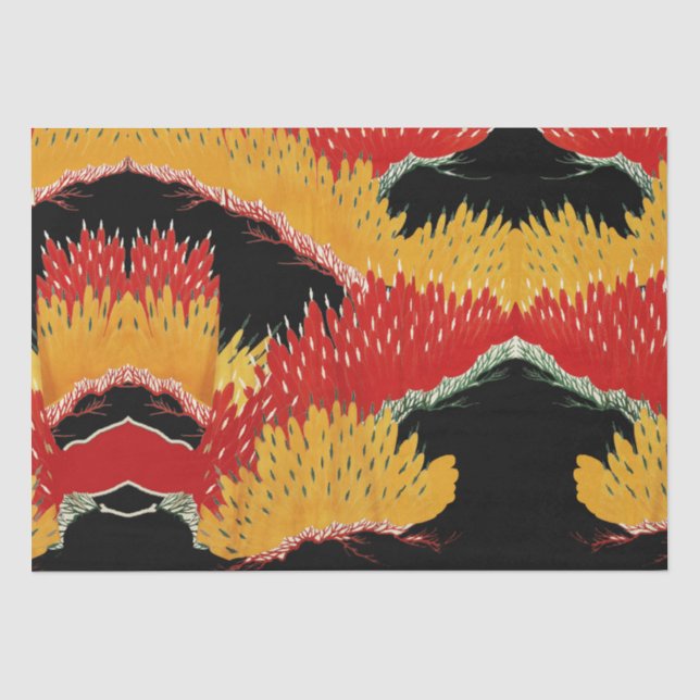 ABSTRAKTER JAPANESISCHER BLACK YELLOW SEIDENPAPIER (Vorderseite)