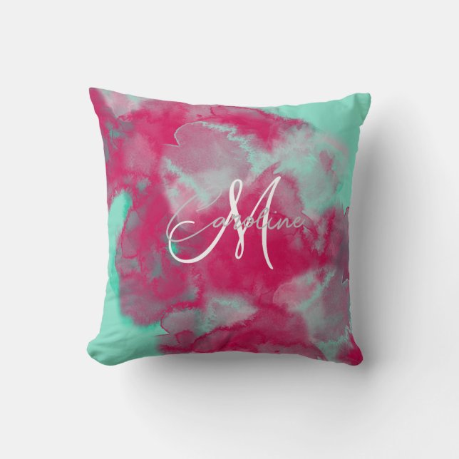 Abstrakter Jewel Ton Monogram Name Thread P Kissen (Vorderseite)