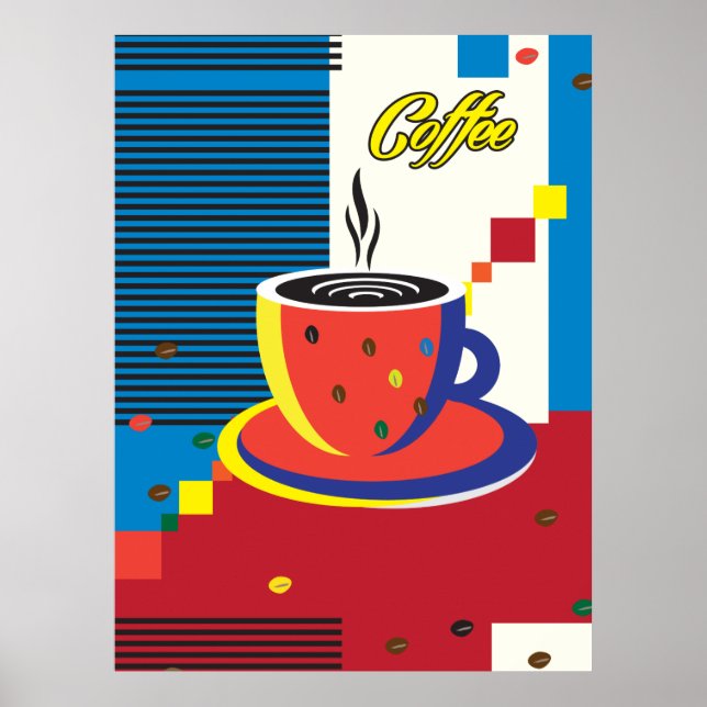 Abstrakter Kaffee Cup Trendkultur Poster (Vorne)