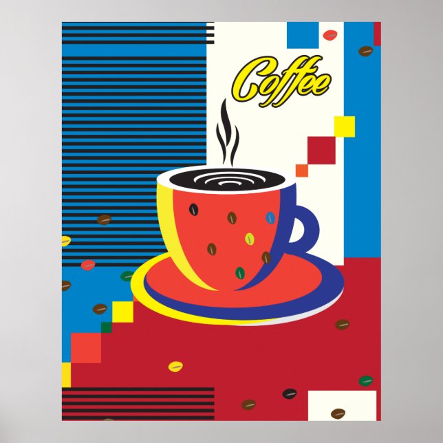 Abstrakter Kaffee Cup Trendkultur Poster (Vorne)