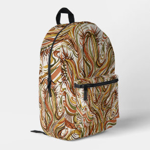 Abstrakter Kaktus-Erdfarbton-Tinten-Rucksack Bedruckter Rucksack