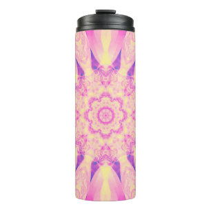 Abstrakter Kaleidoskop pastellfarbener Hintergrund Thermosbecher