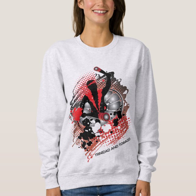 Abstrakter Karneval Panman in Rot-Weiß und Schwarz Sweatshirt (Vorderseite)