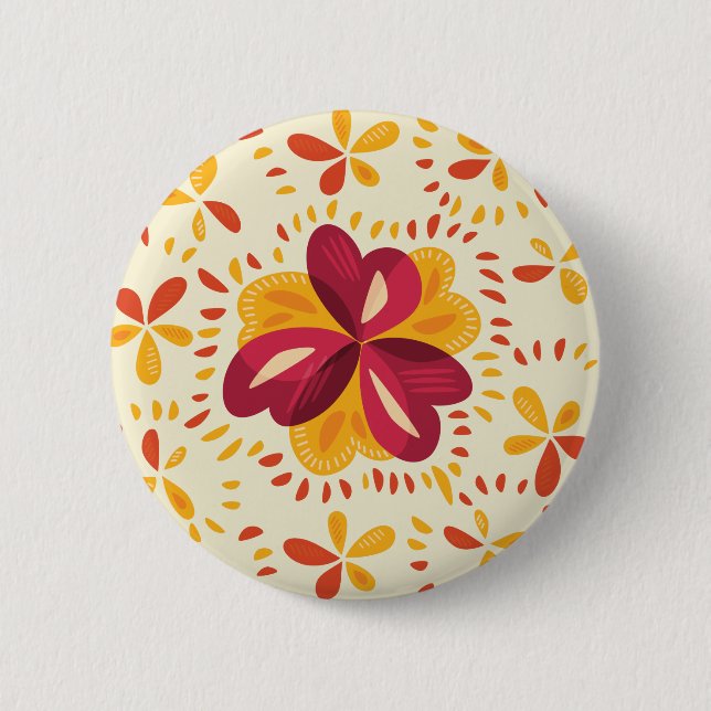 Abstrakter Klee im Rosa und im Gelb Button (Vorderseite)