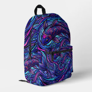 Abstrakter Koi-Wirbel Lila-Rucksack Bedruckter Rucksack