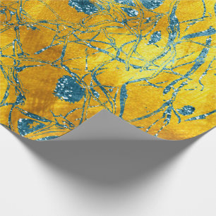 Abstrakter Körper-Natur-Zellen-Goldblau-Ozean Geschenkpapier