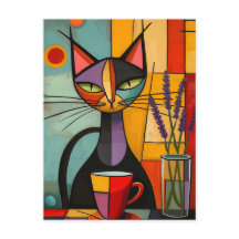 Abstrakter kubistischer Cat & Coffee