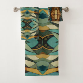 Abstrakter kubistischer Inspirierte Art Déco 8 Badhandtuch Set