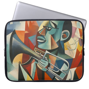 Abstrakter kubistischer Jazztrompeter Laptopschutzhülle