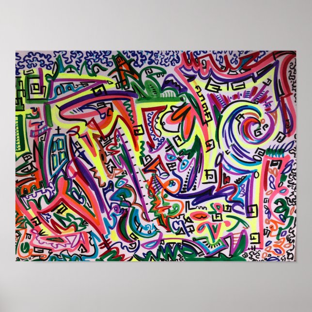 Abstrakter Kunst-Irrgarten Poster (Vorne)