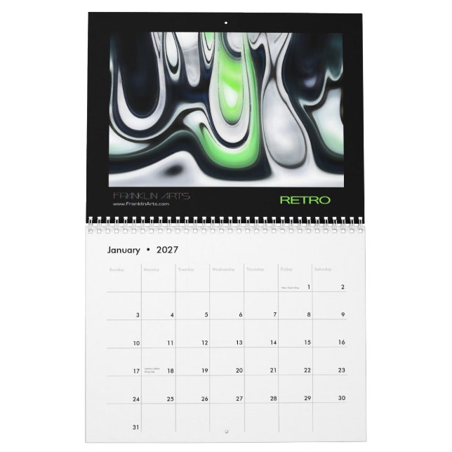 Abstrakter Kunst-Kalender mit 2011 Digital Kalender (Jan 2027)