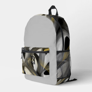 Abstrakter Kunst-Rucksacktrend Schwarz Weiß Gold Bedruckter Rucksack