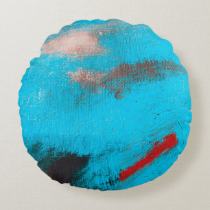 Abstrakter Kunsthintergrund art,malerei,fine,blau, Rundes Kissen