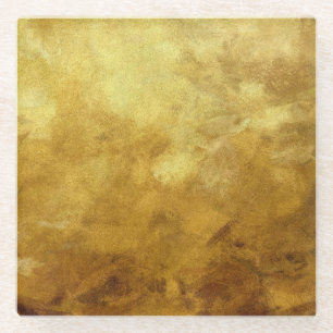 abstrakter Kunsthintergrund in Gold gemalt Glasuntersetzer