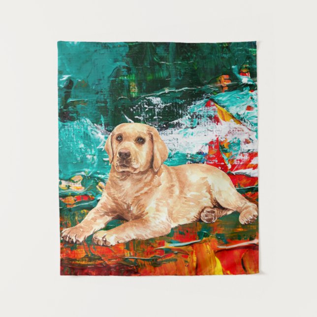 Abstrakter künstlerischer Labrador Wandteppich (Vorderseite)