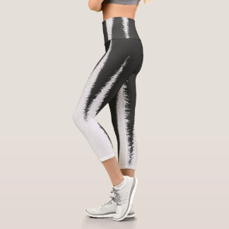 Abstrakter KunstMinimalismus Grau weiße Linien Capri Leggings