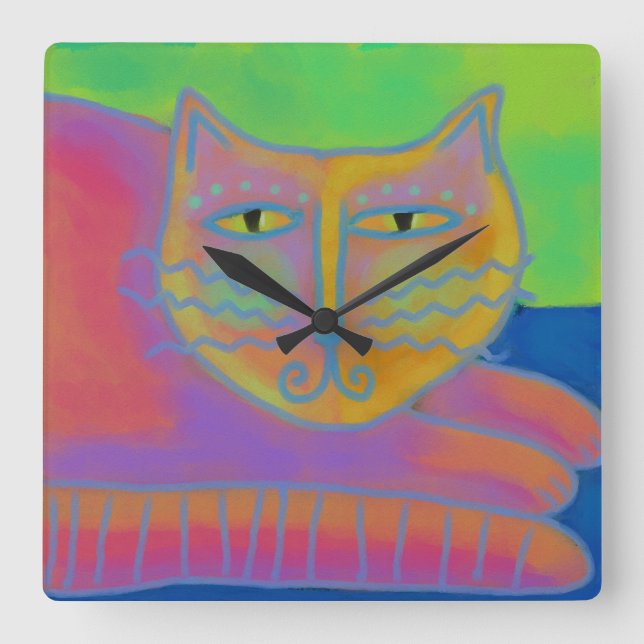 Abstrakter Kunstplatz  Rosa Kiste Uhr (Vorderseite)
