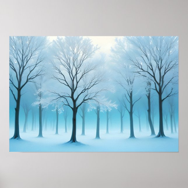 Abstrakter Landschaftsbaum Winterlandschaft Hinter Poster (Vorne)