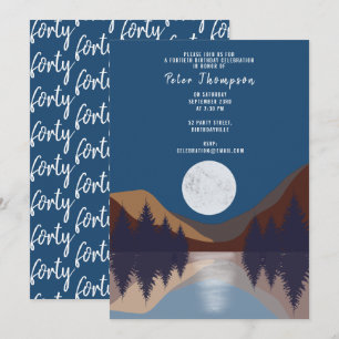 Abstrakter Landschaftswald Moon 40 Geburtstag Einladung