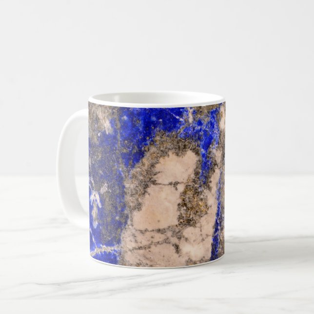 Abstrakter Lapis Lazuli Blue Granit, blauer Marmor Kaffeetasse (Vorderseite Links)
