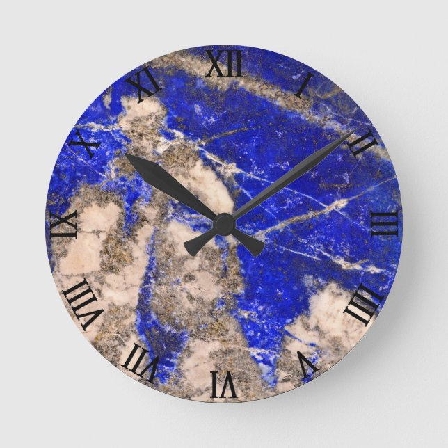 Abstrakter Lapis Lazuli Blue Granit Runde Wanduhr (Vorderseite)