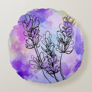 Abstrakter Lavendel-Rundwurfkissen Rundes Kissen
