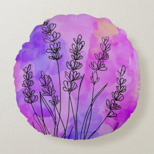 Abstrakter Lavendel-Rundwurfkissen Rundes Kissen