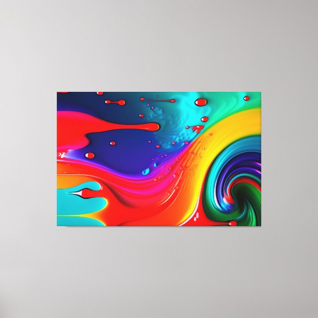 Abstrakter, lebhafter Paint Tropfen Art Canvas Pri Leinwanddruck (Vorderseite)