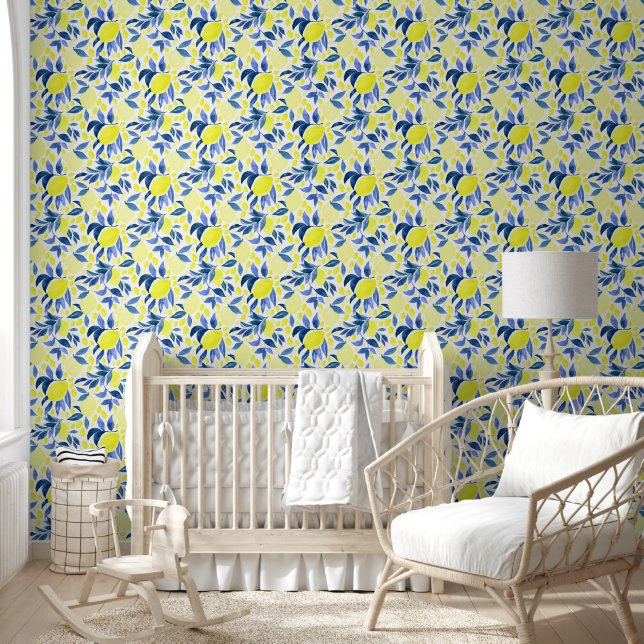 Abstrakter Lemon-Aquarelldruck Tapete (Kinder)