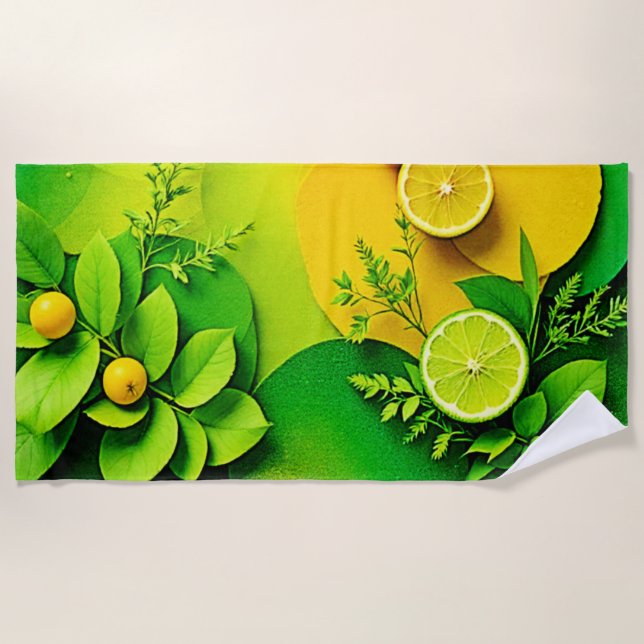Abstrakter Lemon Limon Nature Art Strandtuch (Vorderseite)