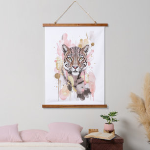 Abstrakter Leopard Cheetah Druck Wandbild in Rosa Wandteppich Mit Holzrahmen