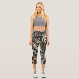 Abstrakter Leoparden-Druck Wirbel Capri Leggings