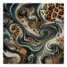 Abstrakter Leoparden-Druck-Wirbel-Glossy-Plakat Poster