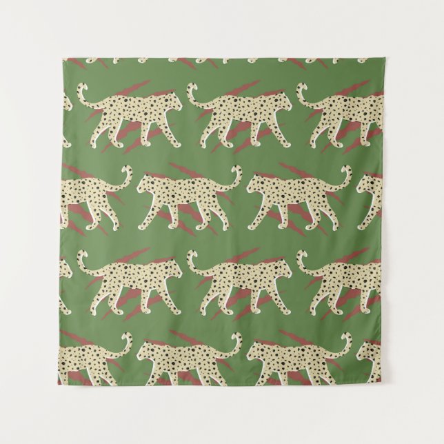 Abstrakter Leopardengeweih mit Animal Sk Wandteppich (Vorderseite)