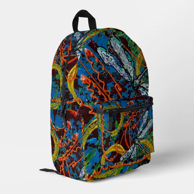Abstrakter Libelle-Backpack Bedruckter Rucksack (Rückseitige Ecke links)