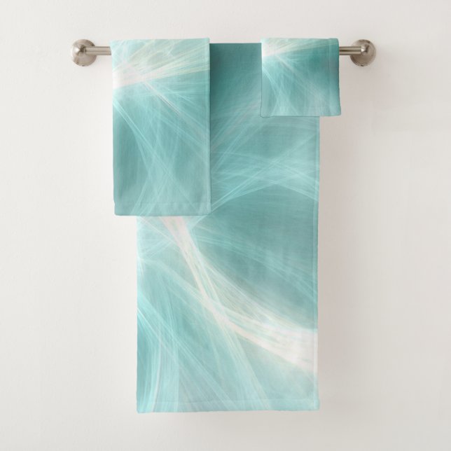 Abstrakter Lichteffekt - Aquamarin Badhandtuch Set (Insitu)