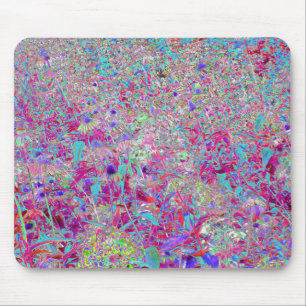 Abstrakter lila-aqua- und rosa-kegelblumengarten mousepad