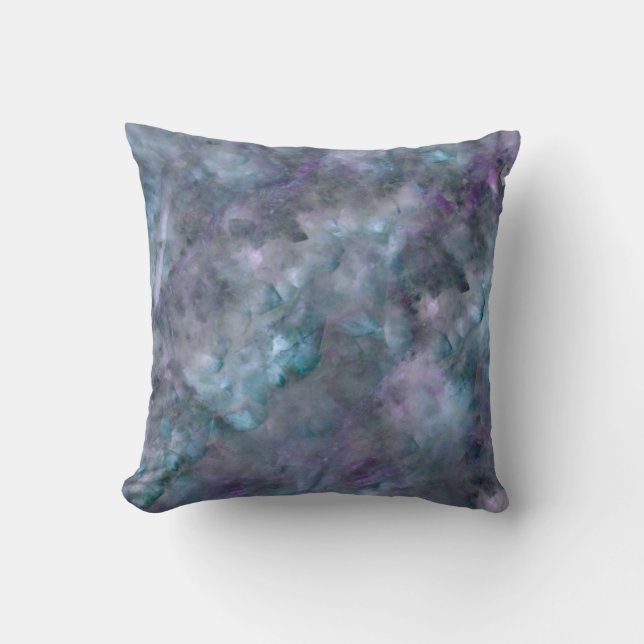 Abstrakter lila aquamariner Quarzgranit Kissen (Vorderseite)