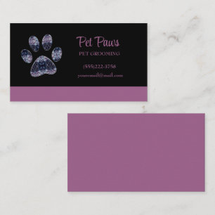 Abstrakter Lila Dog Päw Pet Grooming Service Visitenkarte
