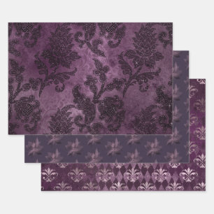 Abstrakter, Lila, floraler Exotic Glamour Formale Geschenkpapier Set